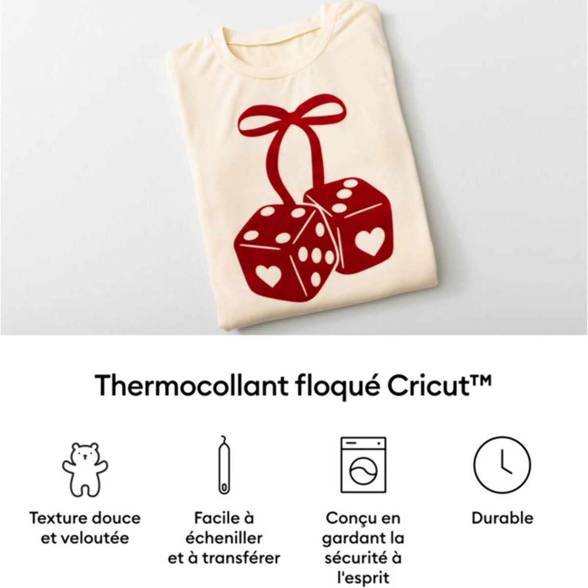 Accessoire CRICUT Flocked Iron On White