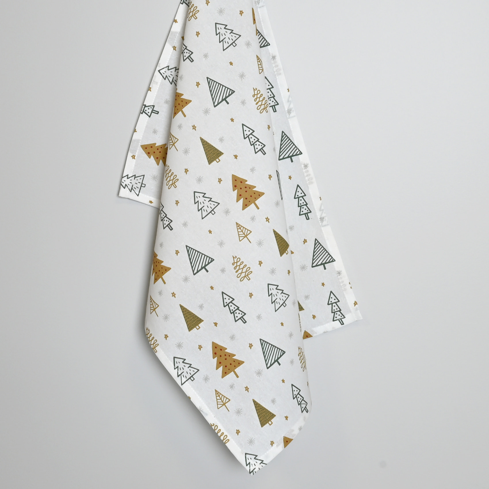 Torchons de cuisine motifs sapins en coton - Vert sapin