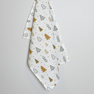 Torchons de cuisine motifs sapins en coton - Vert sapin