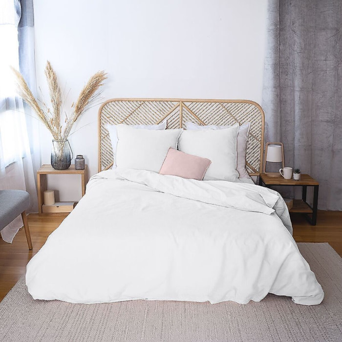 Parure Housse De Couette 3pcs 100% Lin/coton 57 Fils Lin MÉtis Uni