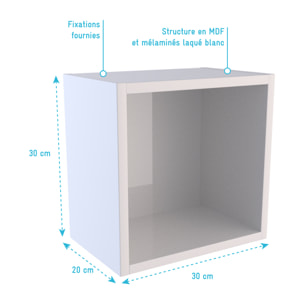Etagère murale 30x30x20cm carrée blanche de rangement 1 emplacement - PERSONALYZ CUBE