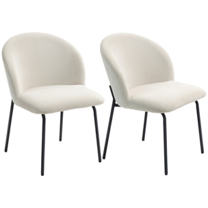 Lot de 2 chaises de salle à manger velours côtelé crème piètement acier noir