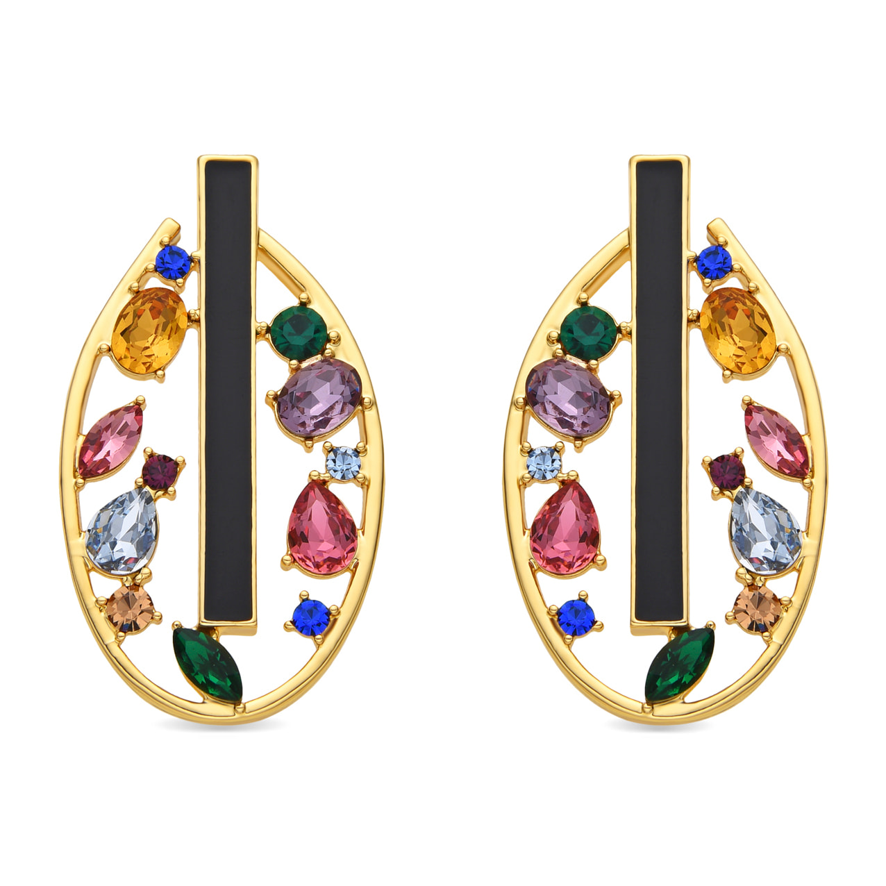 Pendientes con Circonita Multicolor acabado oro 18k
