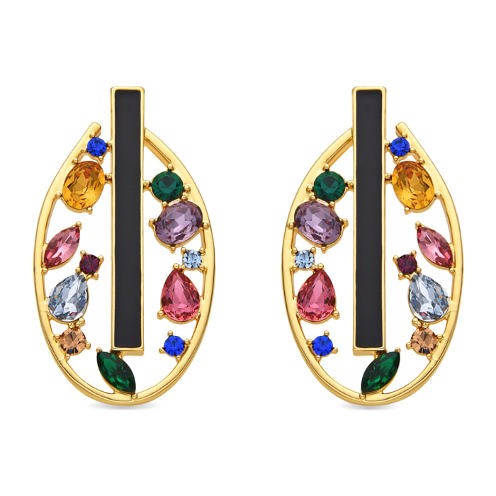 Pendientes con Circonita Multicolor acabado oro 18k