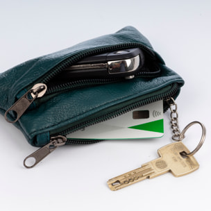 Atrani portamonedas con doble compartimento de piel Dollaro. Llavero interior.