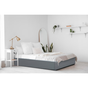 Lit simple en PVC avec coffre "Ava" - 90 x 190 cm - Gris