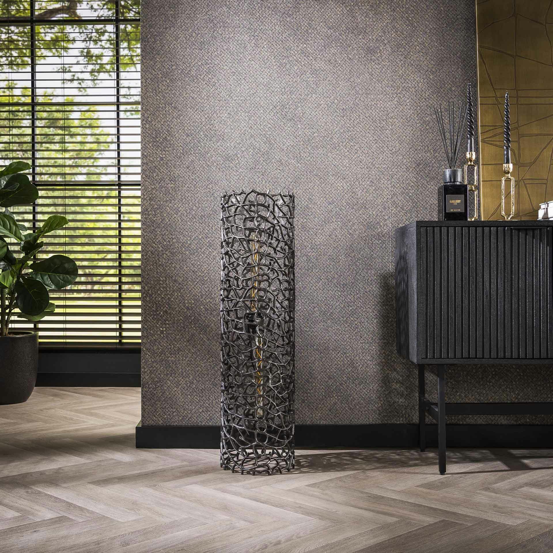 Lampadaire décoratif en métal effet toile H 92 cm RALF