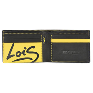 Cartera Hombre Piel Lois Temple Negro-Amarillo