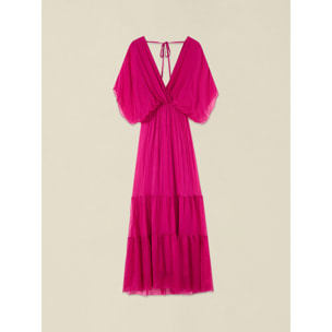 Oltre - Vestido largo en voile mezcla de seda - Fuchsia