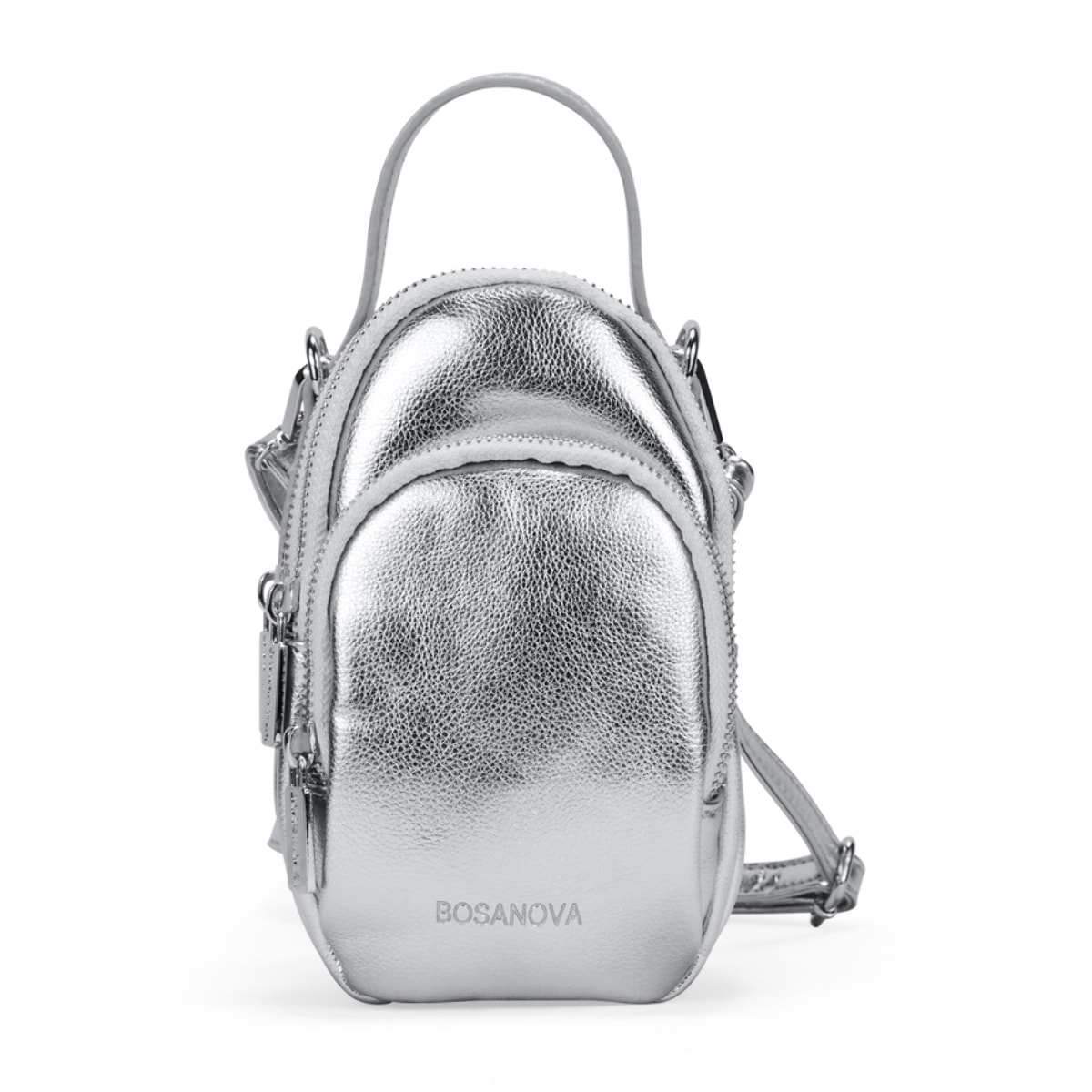 Bolso para móvil plateado con cremallera