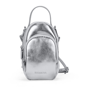 Bolso para móvil plateado con cremallera