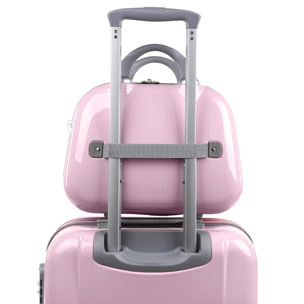 Juego De Maletas Pc Itaca Base Rosa Rosa Plumas