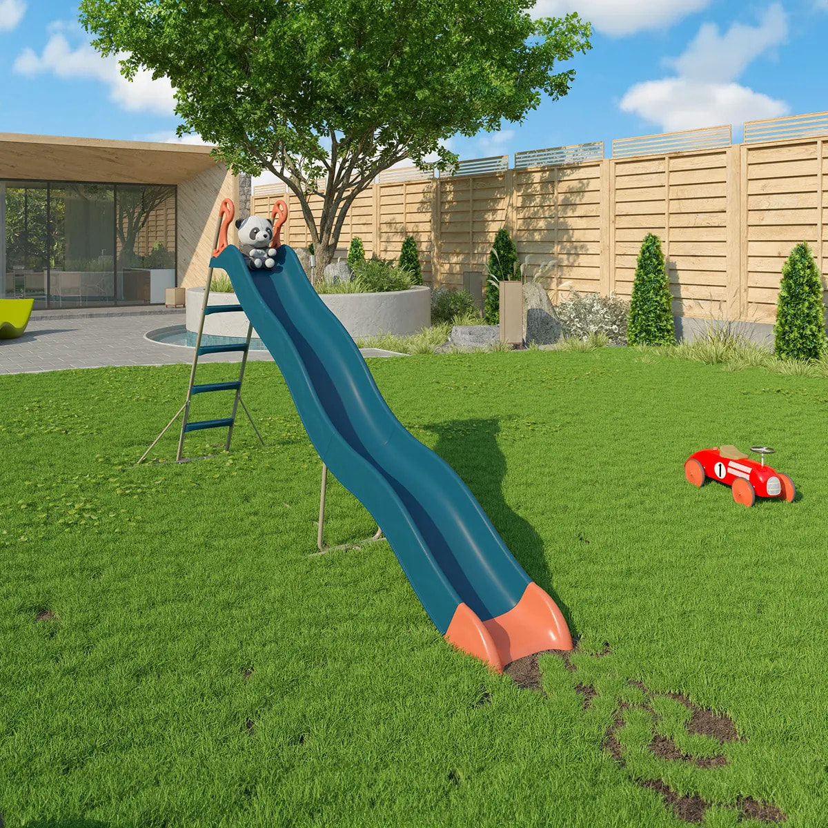 Toboggan PYROU Bleu 3,32 m, 3-12 ans