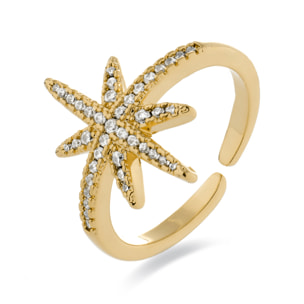 Anillo con Circonita Brillante acabado en oro amarillo de 18K
