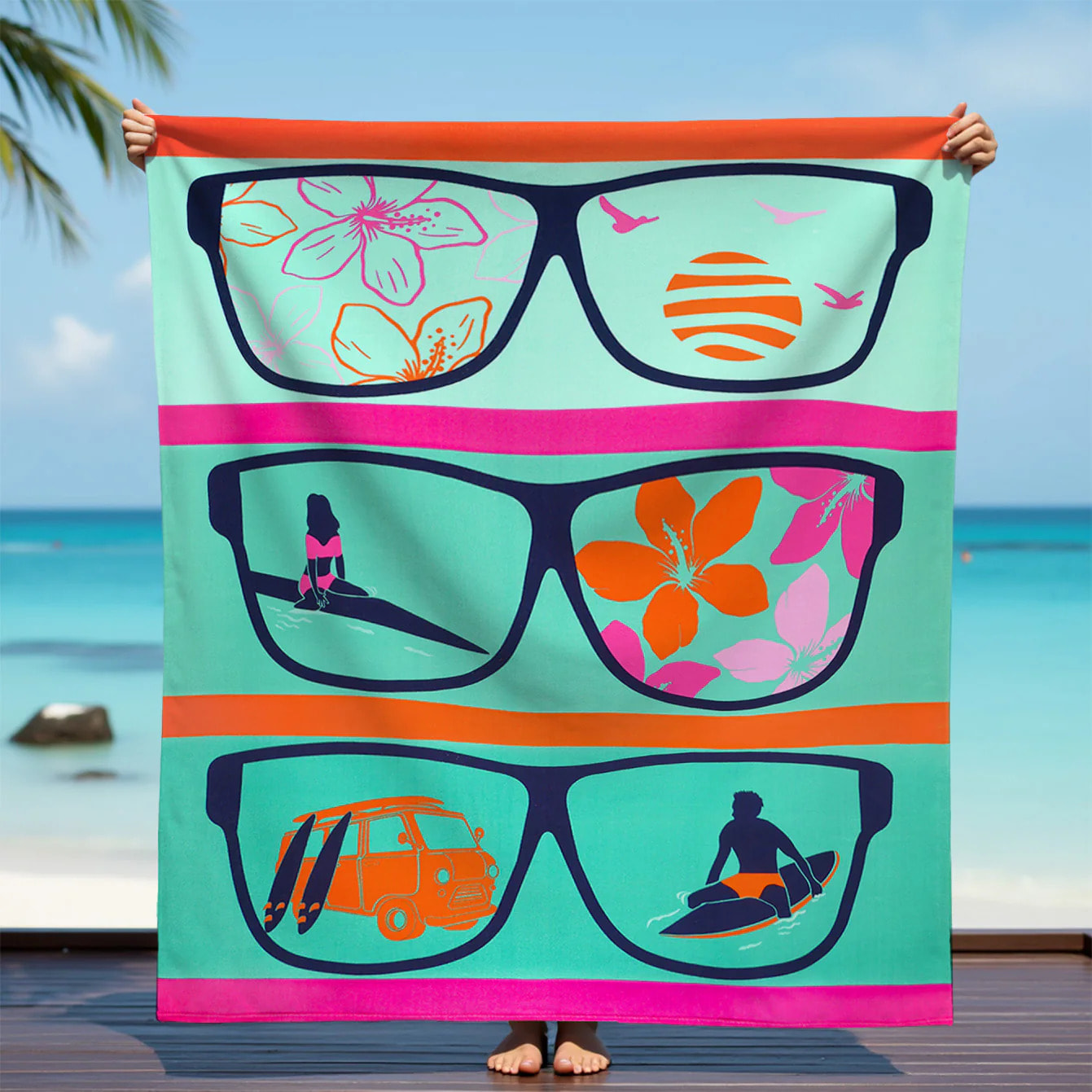 Serviette de plage microfibre - Manilva - 140x170cm - 220g/m²