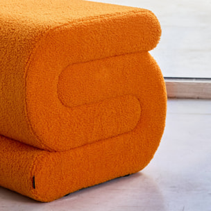 Tabouret / pouf design revêtement bouclette orange 1 place L 43 x P 47 x H 44cm - Sasha
