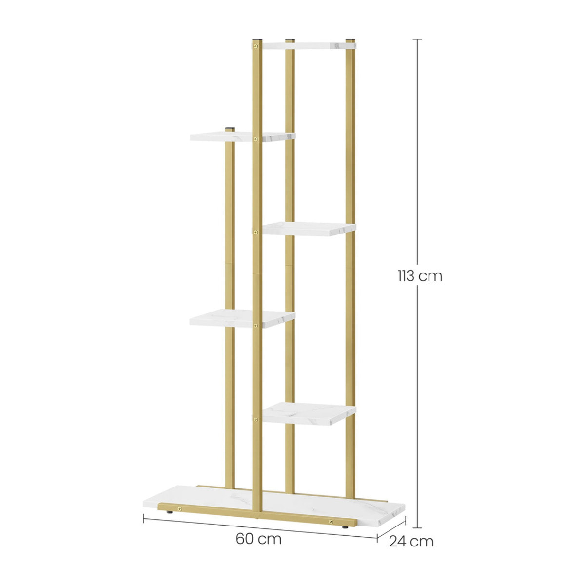 Scaffale Portapiante Moderno a 6 Ripiani Effetto Marmo e Oro
