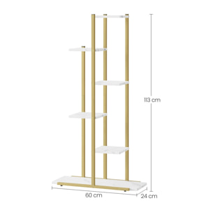 Scaffale Portapiante Moderno a 6 Ripiani Effetto Marmo e Oro