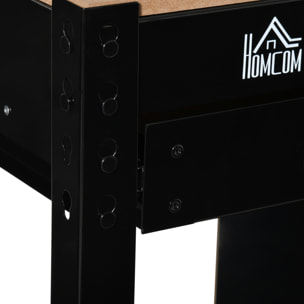 Banco de Trabajo 98,5x48x140 cm Carga 100 kg Mesa de Banco con Panel Perforado Cajón Estante y Armario con Cerradura Negro