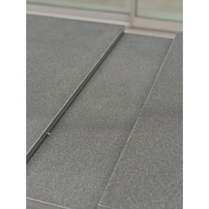 DANIA - Table en alu et spraystone avec rallonge automatique grise anthracite