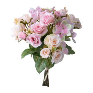 Bouquet Rose/Ortenzie 36 Cm - Pezzi 4 - 22X36X22cm - Colore: Rosa - Bianchi Dino - Fiori Artificiali