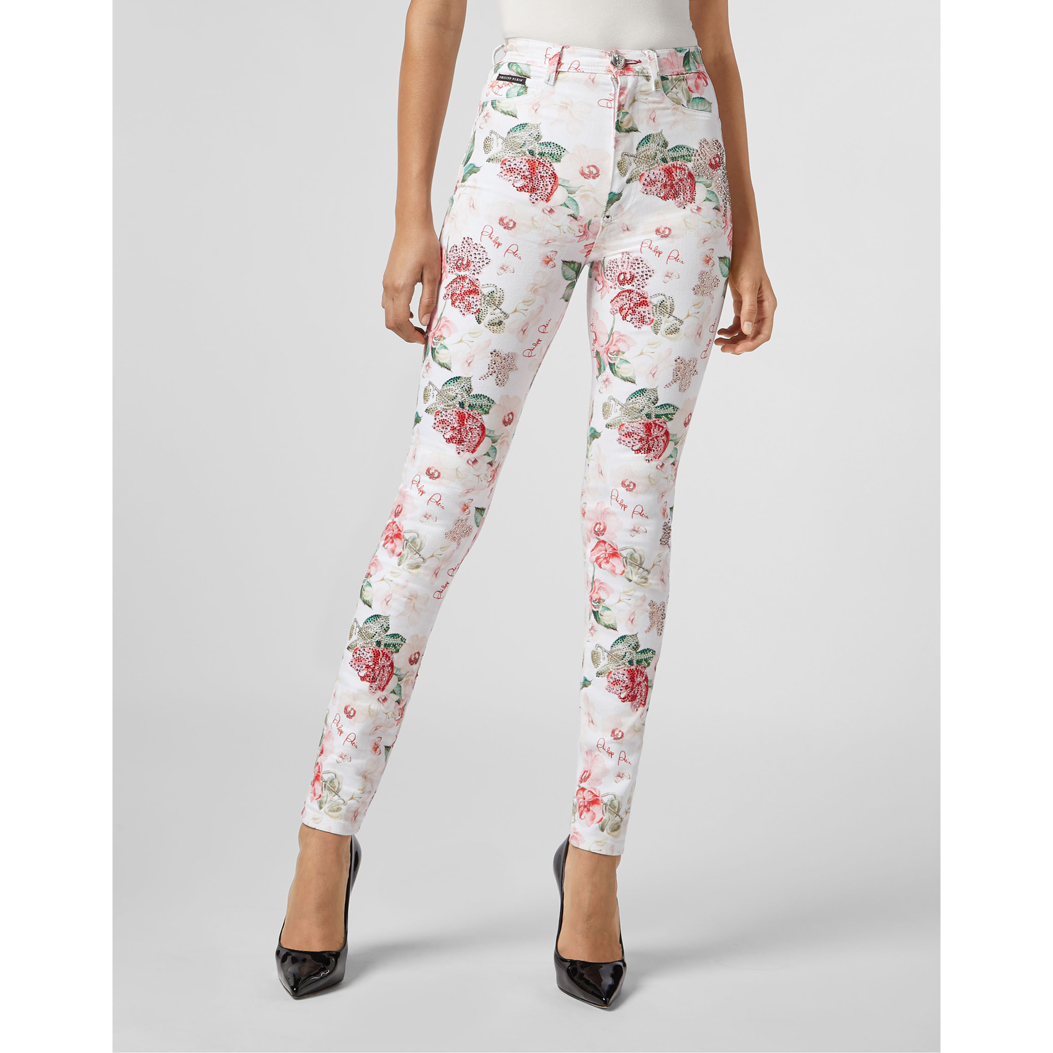 PHILIPP PLEIN Super High Waist Jegging Flowers