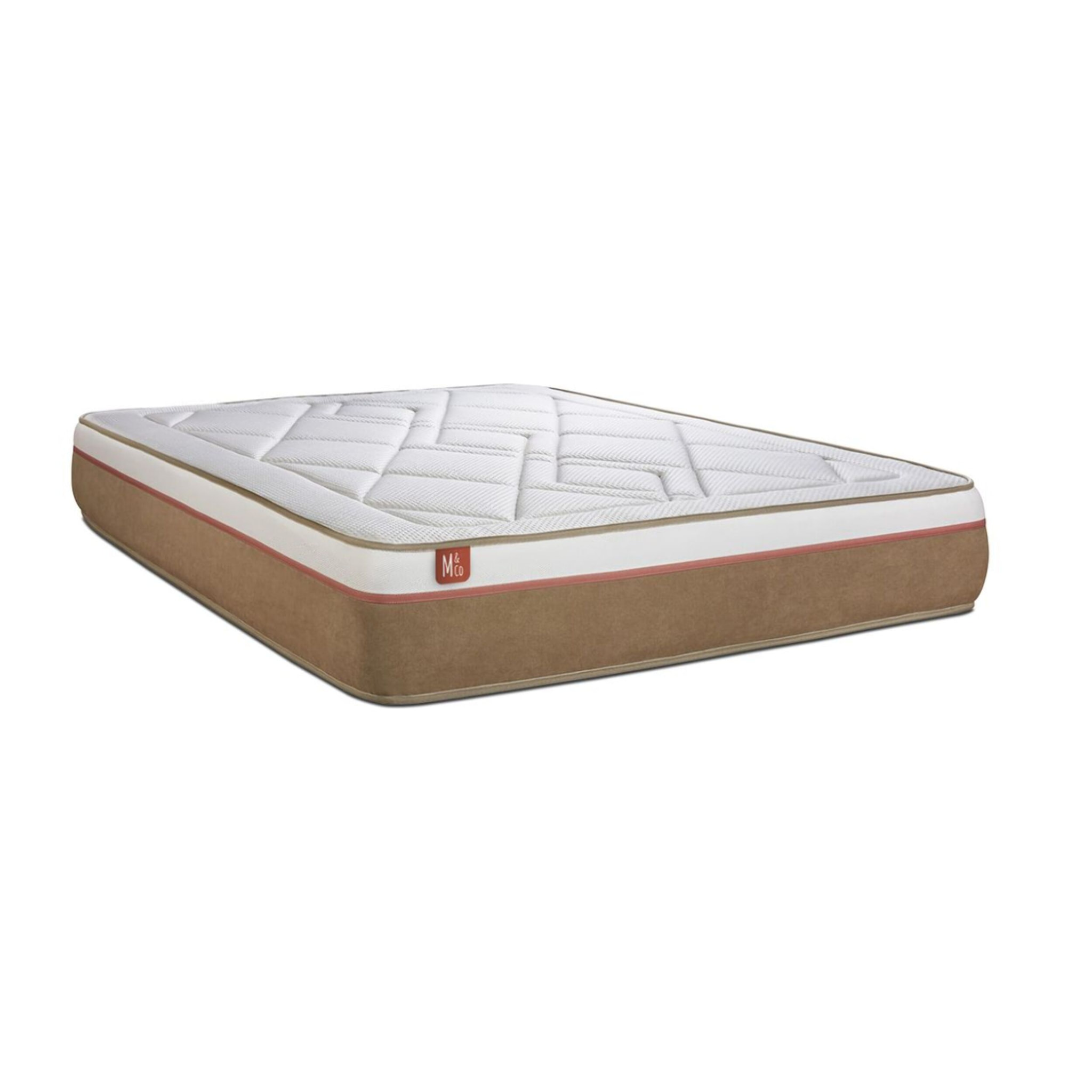Ensemble Matelas Le Soyeux - 24cm - Ressorts ensachés et mémoire de forme - Equilibré - Sommier Tapissier Beige