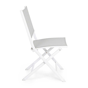Set 4 sedie da giardino SINTRA in textilene grigio chiaro e struttura in alluminio bianco