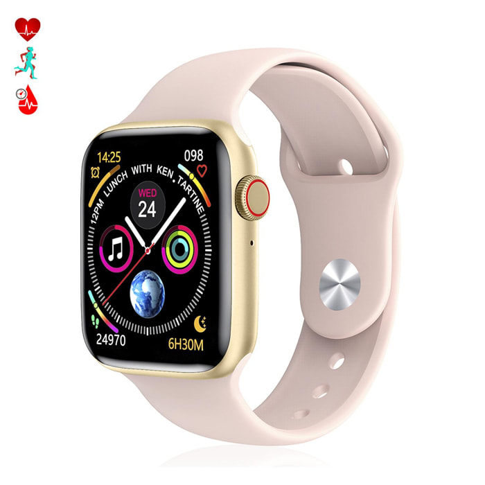 Smartwatch Watch 7 con monitor cardíaco, tensión y de O2 en sangre. Modos deportivos indoor y exteriores. Corona multifunción inteligente.
