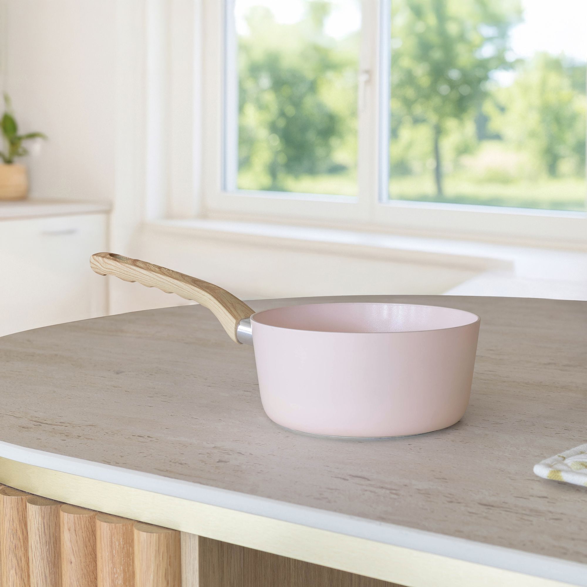 Casserole 18cm avec revêtement céramique rose - tous feux COLORAMA
