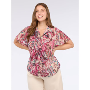 Fiorella Rubino - Blusa de gasa con estampado y volantes - Rosa