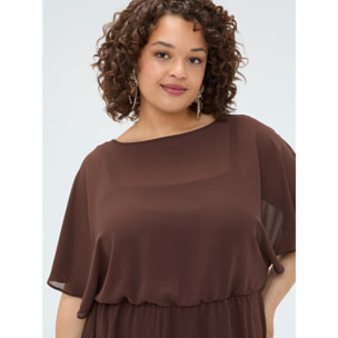 Fiorella Rubino - Vestito in georgette con orlo asimmetrico - Marrone