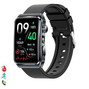 Smartwatch TK73, Chiamate Bluetooth con funzioni avanzate di salute: misurazione dei lipidi e dell'acido urico, temperatura corporea, micro esame fisico e torcia multifunzione integrata.