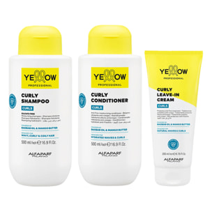 ALFAPARF Yellow Kit Curls Shampoo 500ml + Conditioner 500ml +  Leve In Cream 200ml