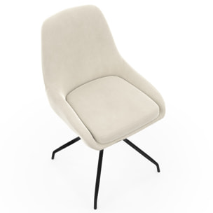Chaises Olivia pivotantes en velours et pieds métal - Crème