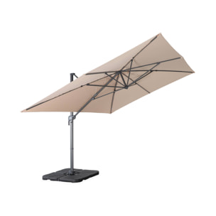 Parasol déporté rectangulaire 3x4m – Antibes – beige – parasol déporté. inclinable. rabattable et rotatif à 360°