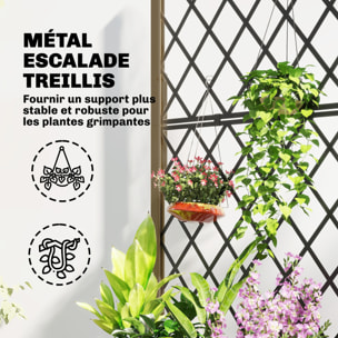 Jardinière mobile treillis haut acier noir bois traité carbonisation