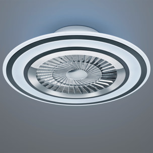Flaga - Ventilatore e plafoniera LED Ã60 cm con bordo satinato nero, telecomando, dimmer, timer, luce notturna ed effetto stelle
