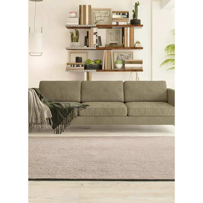 CORALINE Alfombra lisa lavable color beige, varias medidas disponibles.