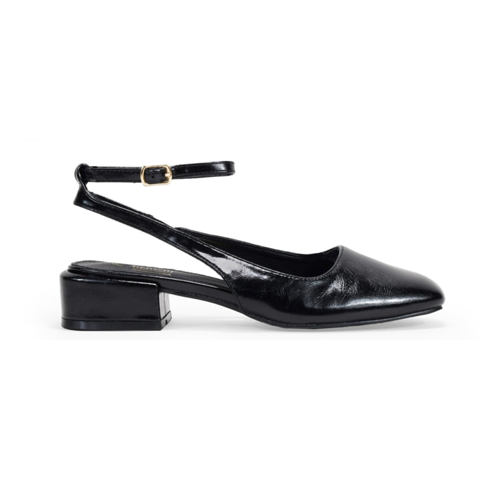 Zapatos Mary Jane destalonados negros con tacón
