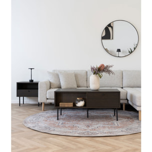 Tavolino da Caffè Kyoto Rovere Fumé con 2 Cassetti e Gambe Nere — 100×50×45 cm