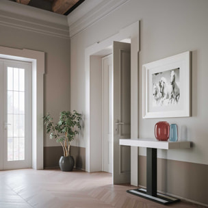 Consolle allungabile 90x40/300 cm Capital Bianco Frassino telaio Antracite.