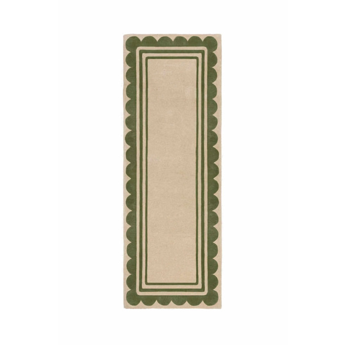 Tapis de couloir en laine à bordure festonné LOIS