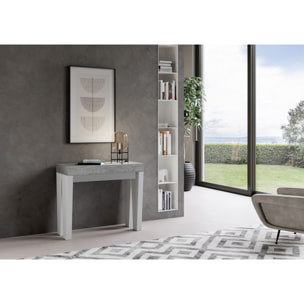 Consola extensible 90x40/196 cm Spimbo Mix Small tapa Cemento - patas Fresno Blanco