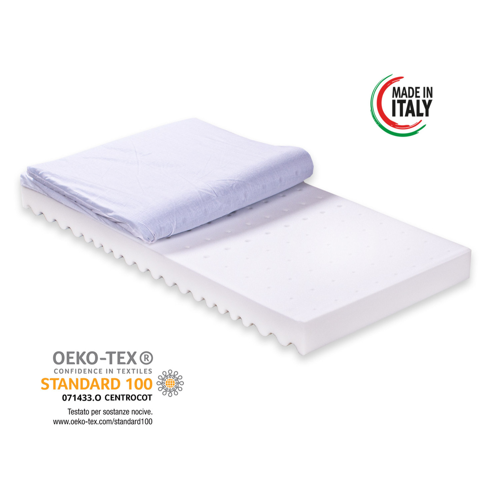 Materassimemory.eu - Materasso per culla lettino Royal Baby antisoffoco misura 70x140 alto 12 con memory Airsense lavabile in lavatrice rivestimento sfoderabile lavabile, guanciale in omaggio