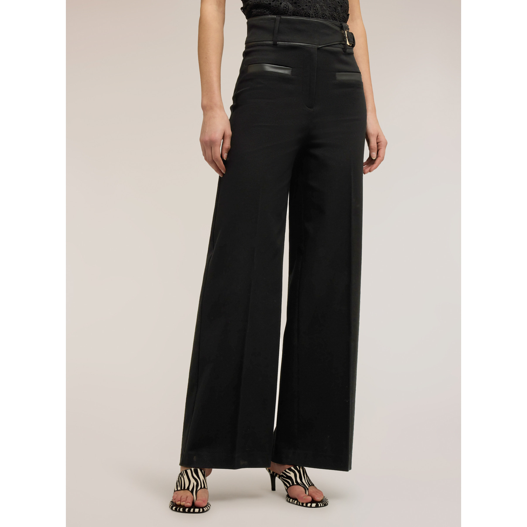 Motivi - Pantalones palazzo con cintura alta - Negro