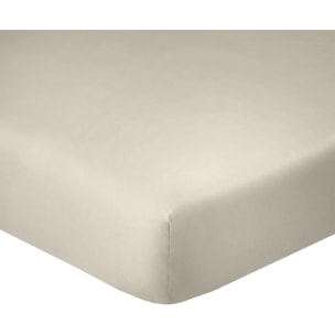 Drap Housse 160x200cm Bonnet 35cm 100% Coton 57fils Ivoire