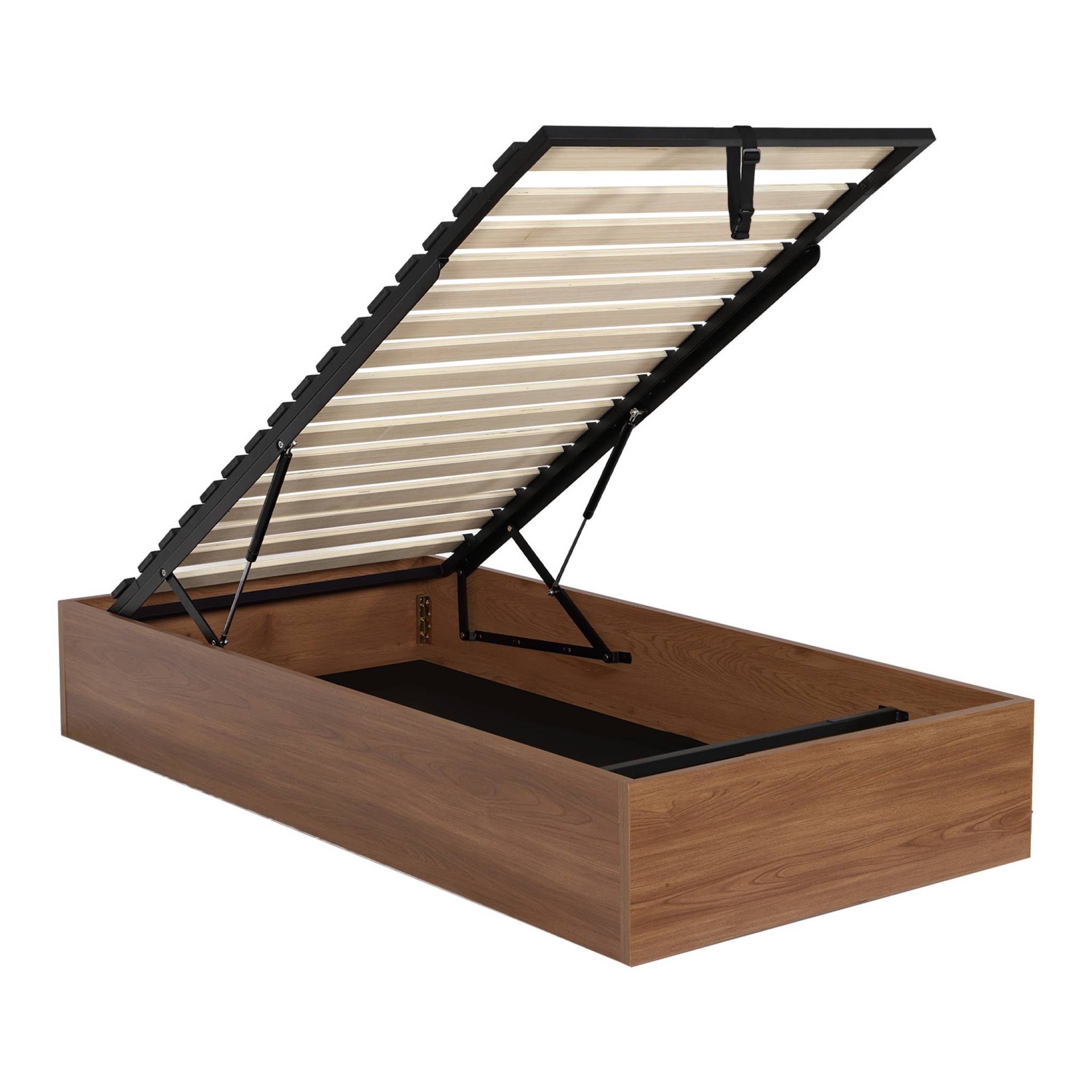 Lit coffre sommier à lattes 90x190cm décor bois  LIFT