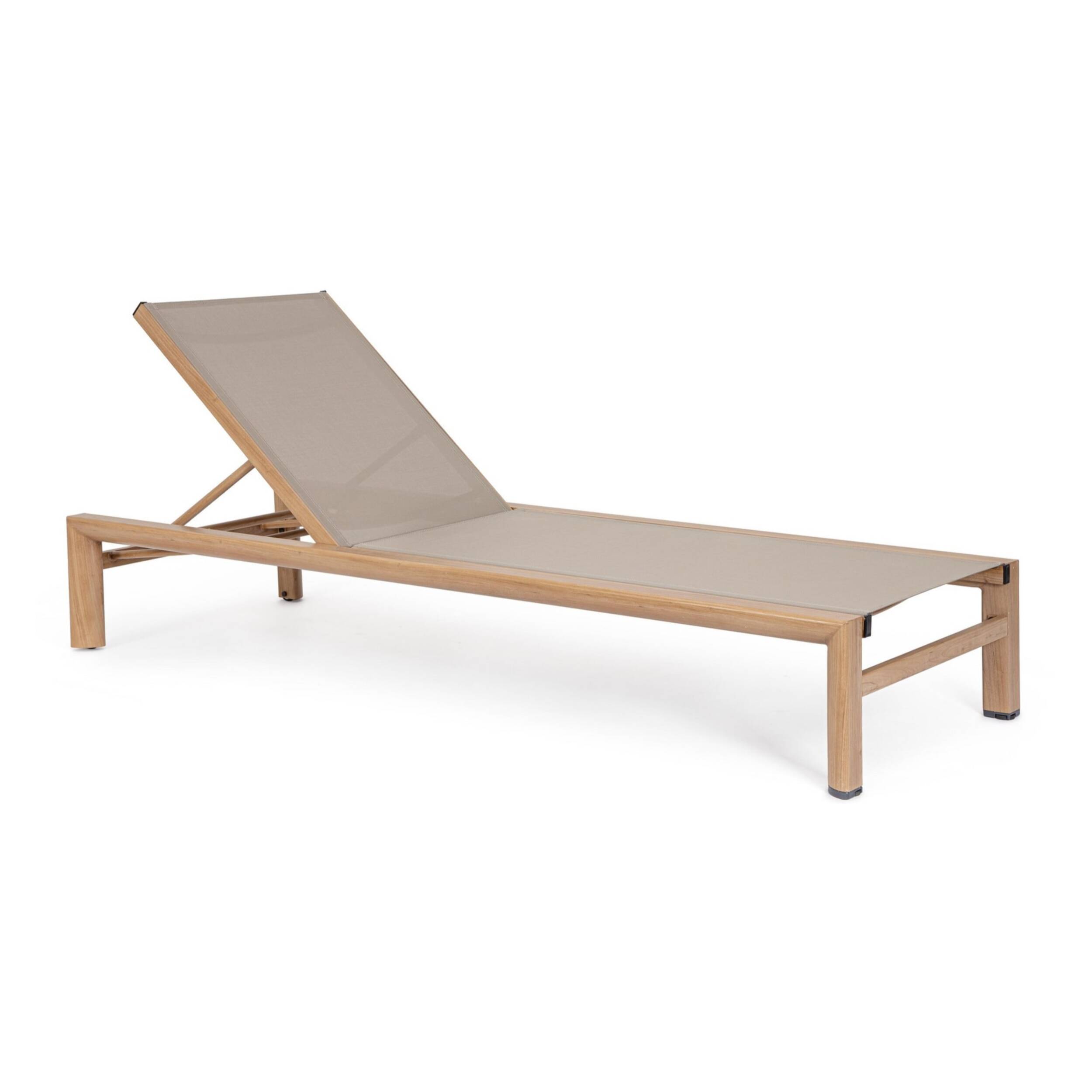 Lettino da giardino SKIPPER NEW con ruote, struttura in alluminio effetto legno e textilene