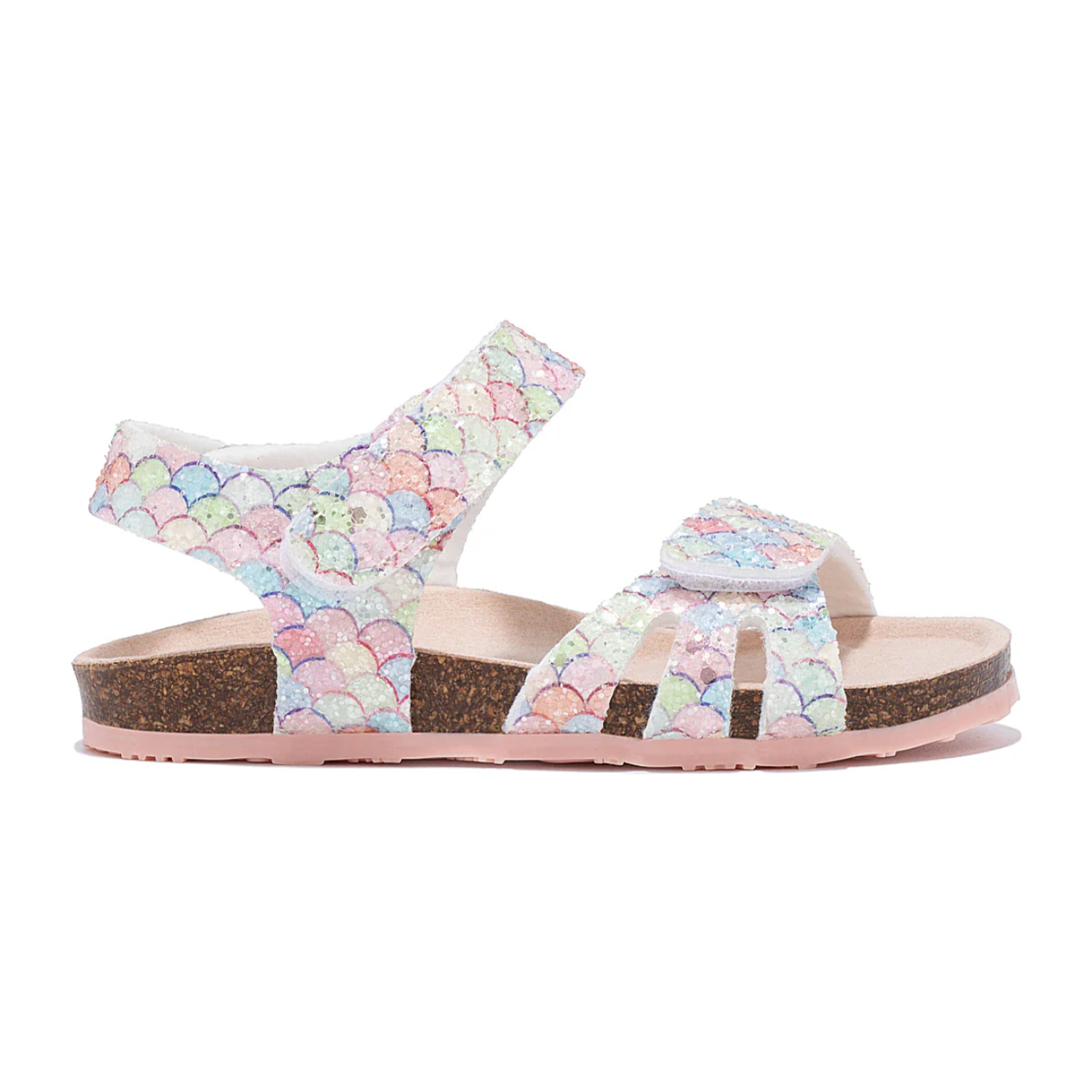 Sandalia bio estampado sirena multicolor con cierre de velcro